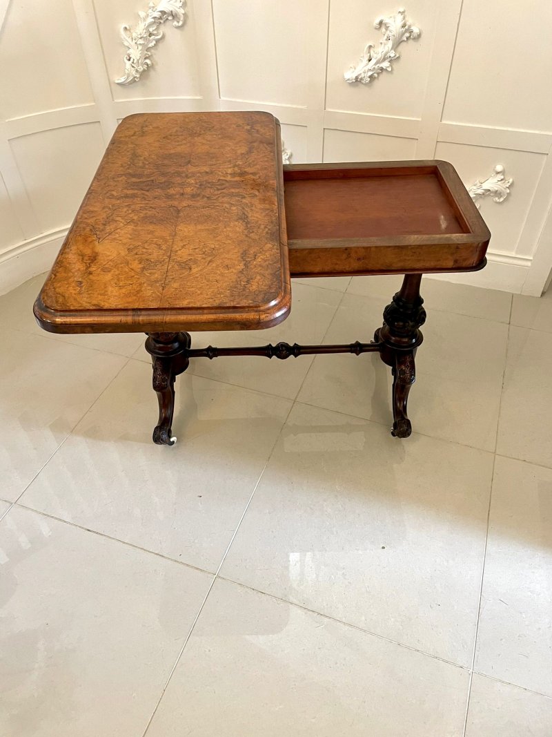 Quality Antique Victorian Burr Walnut Card/Side Table - Image 5